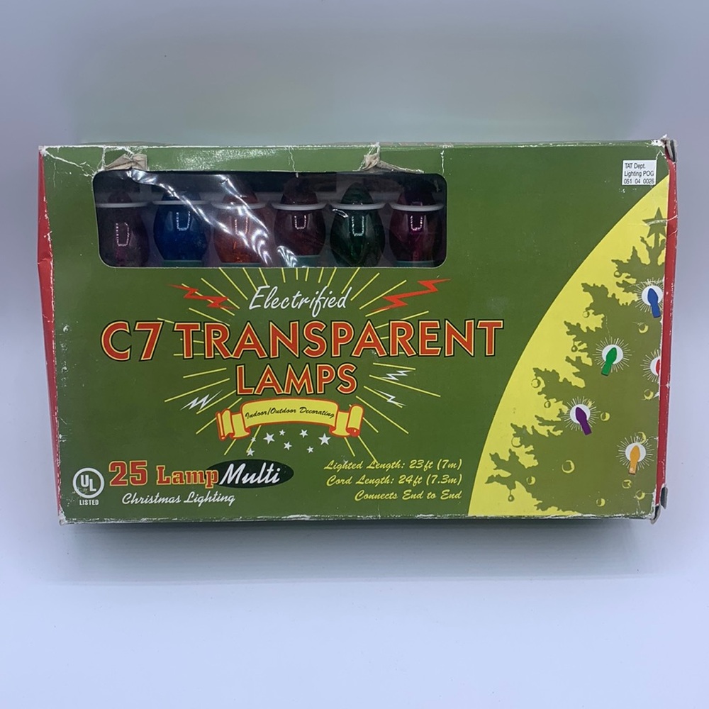 Electrified C7 Transparent Lamps 25 Lamp Multi Color Christmas House Yard Lights